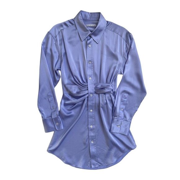 Alexander Wang Threaded Placket Draped Shirt Dress in Easter Egg - Picture 2 of 12